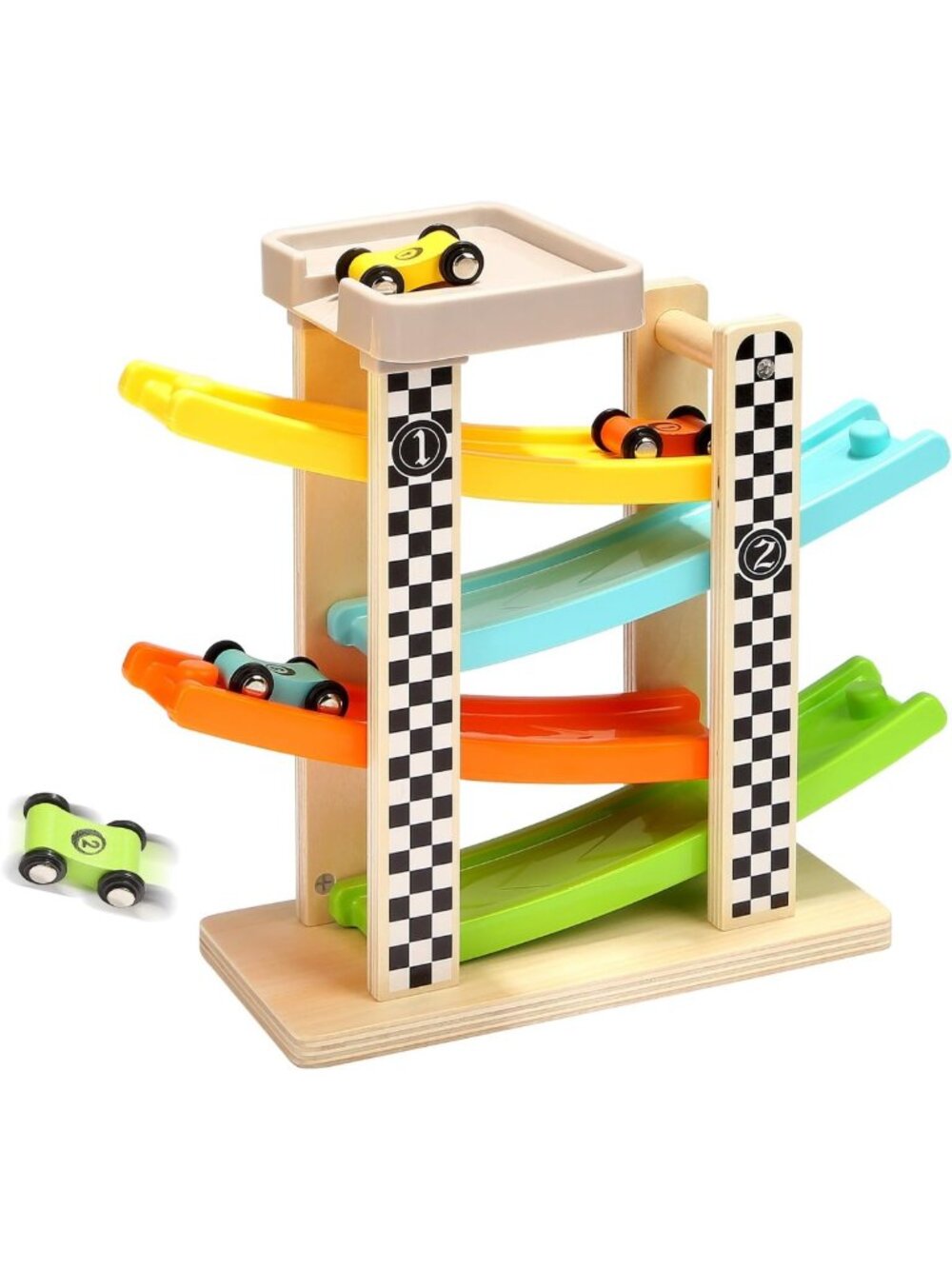 Wooden Race Track Toddler Toys for 1-2 Year Olds | Fun Gift for Boys & Girls